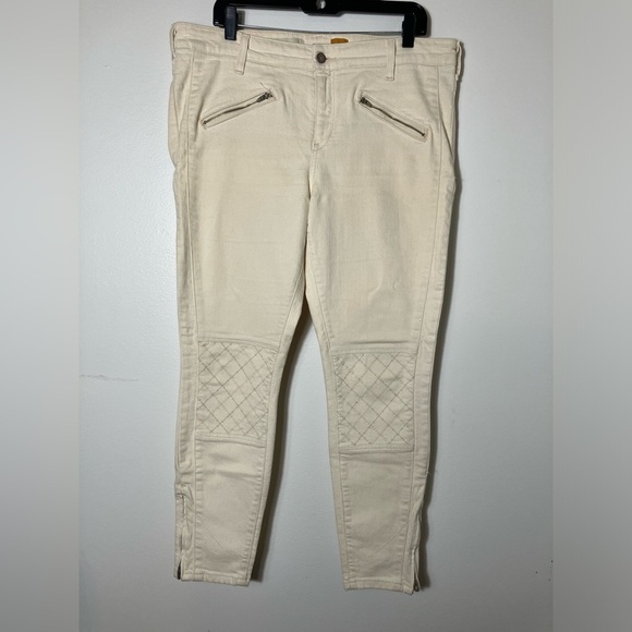 Pilcro Jeans Sz 32 Cream Skinny Zip Hem Casual Comfort Stretch - Picture 1 of 8